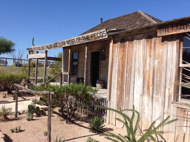 Langtry, TX is a ghost town with a visitor center and museum dedicated to Judge Roy Bean, the Law West of the Pecos. It was nice to find relief from the 15 to 20 mph headwinds.