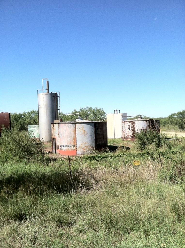 We passed a lot of oil small oil tanks in and amongst farm land.  This one had a distinct oil smell.