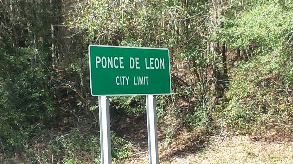 Ponce de LeonCity Limit sign halfway through the ride.