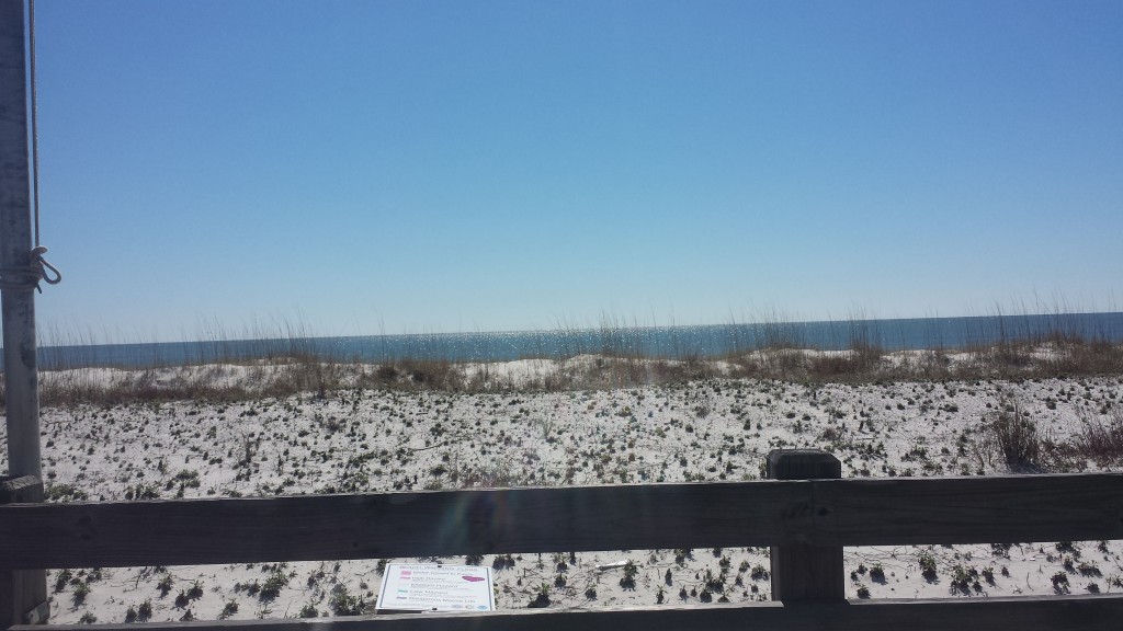 The beach at Gulf Shores Alabama. We were about 25 miles into the ride at this point, with another 36 miles to go.