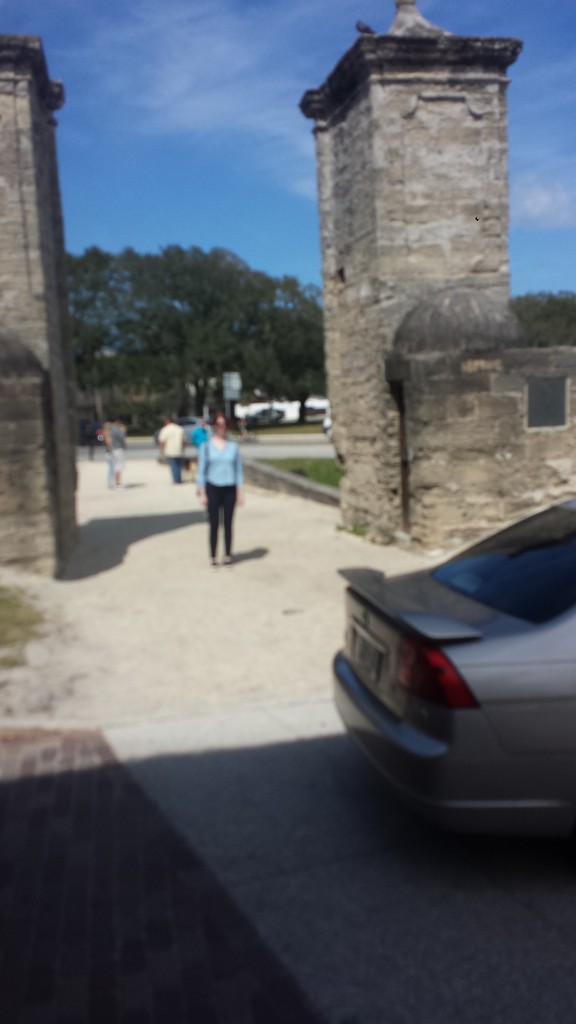 Beth at the old city gates of Historic St. Augustine.
