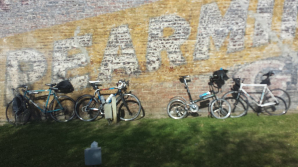 Bikes resting along far wall of Memorial Park Live Oak, FL.