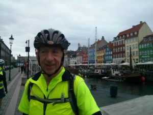 Dad not looking at the camera in front of Nyhavn.