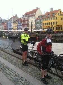 Copenhagen street scene. Notice the sign on the green building in the background.